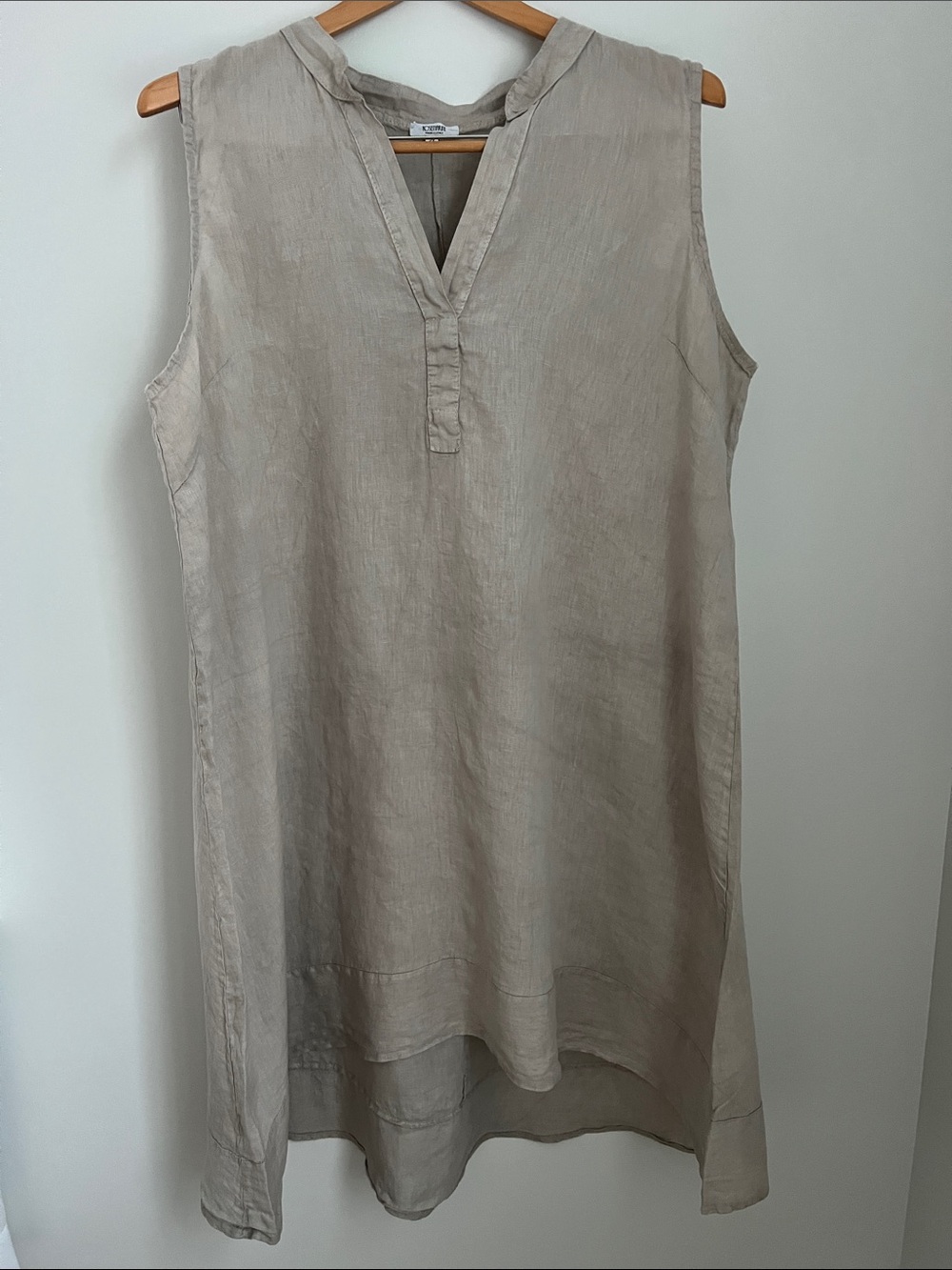 Rosemarine | 100% Linen Women’s V-Neck Sleeveless Dress Light Taupe Sz 2X